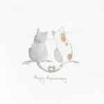 A cute illustration of two cats for an anniversary card