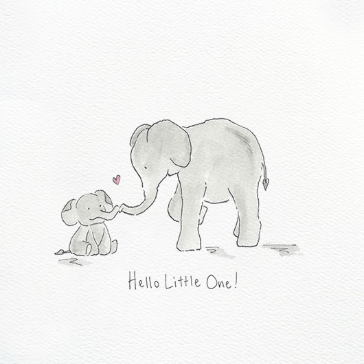A cute elephant illustration for a greetings card