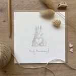 An anniversary card with two bunny rabbits