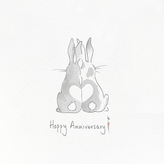 A cute illustration of two rabbits