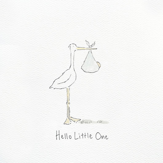 A cute hand drawn illustration for a newborn card