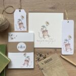 A stationery set featuring a mouse & sunflower design