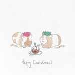 A festive illustration of two guinea pigs