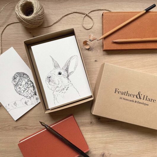 A set of notecards in a box