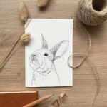 A thank you card with a rabbit design