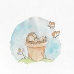 A watercolour of a hedgehog in the garden