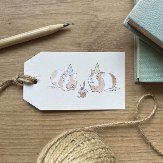A gift wrapping idea with a hamster gift tag