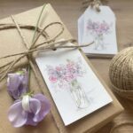 A set of recycled floral gift tags