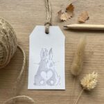 A tag for gift wrapping with a cute bunny design