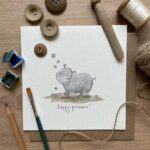 A greetings card for all occasions showing a happy hippo
