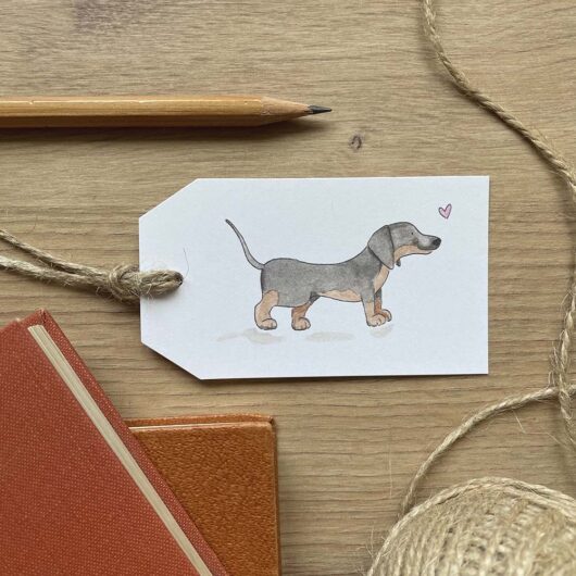 A dachshund gift tag