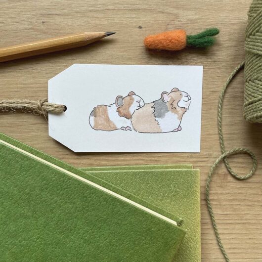 A tag for gift wrapping with a cute guinea pig design