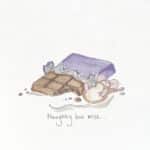 A drawing for a card reading naughty but mice