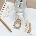 A painting for two cute prickly animals for a card