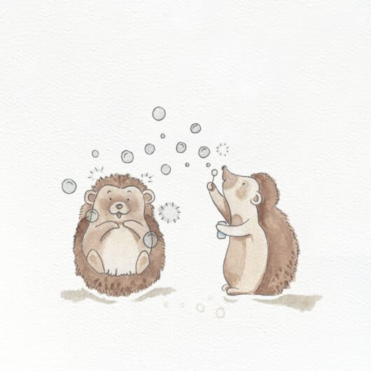 An image of two hedgehogs blowing bubbles for a funny card