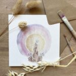 An art greetings card with a hare