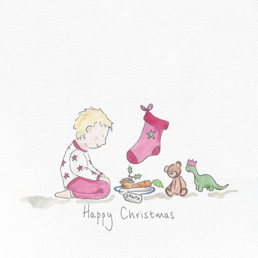 A Christmas card for kids with a Christmas Eve scene