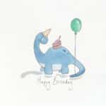 A dinosaur illustration for a children's birthday card