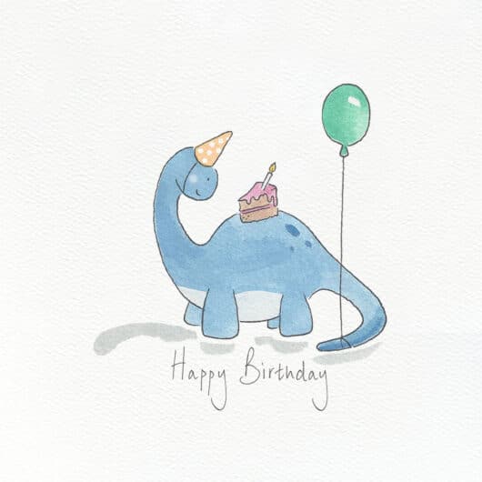 A dinosaur illustration for a children's birthday card