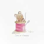 An illustrated mouse with a needle & thread