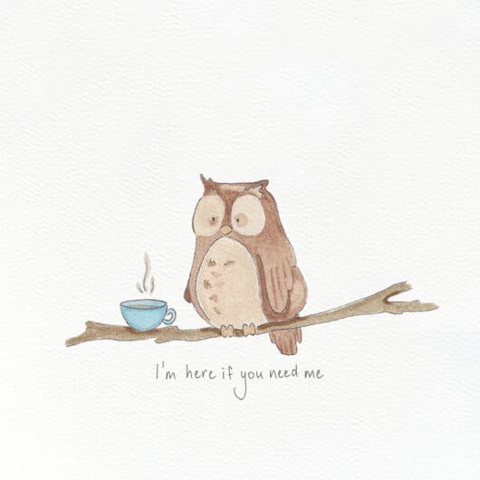An owl illustration for a greeting card