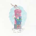 A watercolour painting of a little boy at Christmas
