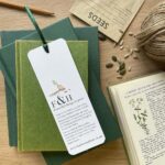 A recycled paper bookmark