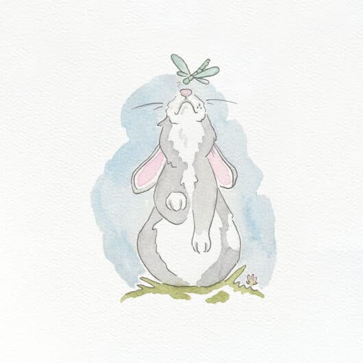 A bunny rabbit illustration for a greeting card