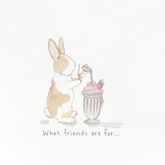A cute bunny illustration for a friendship card