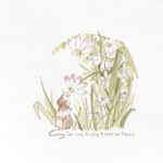 A cute floral design for a greeting card with a little mouse