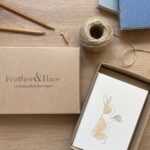 A box of 10 notecards with a bunny design