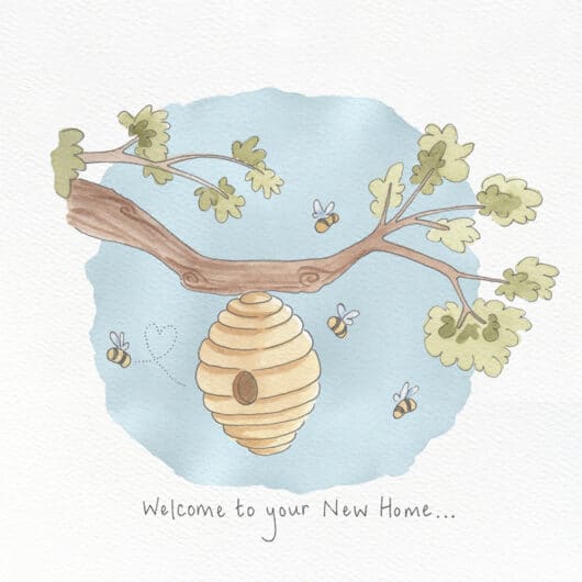 A new home card with bees