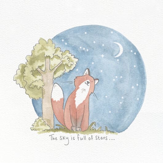 A sweet fox illustration for a greeting card
