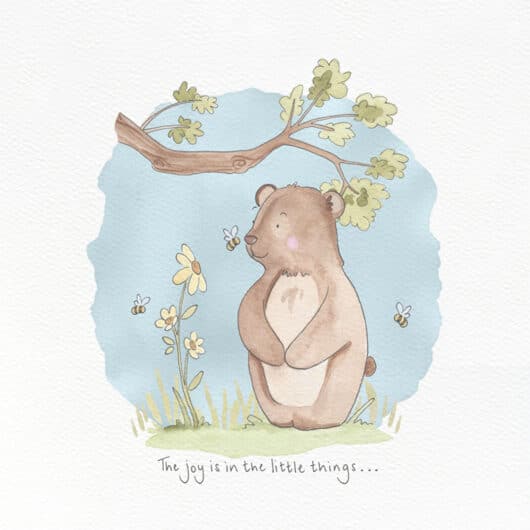 A cute bear illustration for an uplifting greeting card