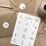 Recycled paper stickers for envelopes